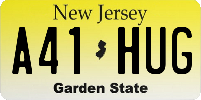 NJ license plate A41HUG