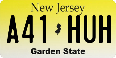 NJ license plate A41HUH
