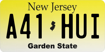 NJ license plate A41HUI