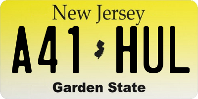NJ license plate A41HUL