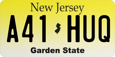 NJ license plate A41HUQ