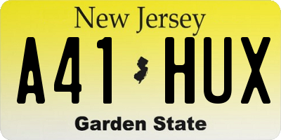 NJ license plate A41HUX