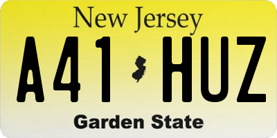 NJ license plate A41HUZ