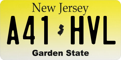 NJ license plate A41HVL