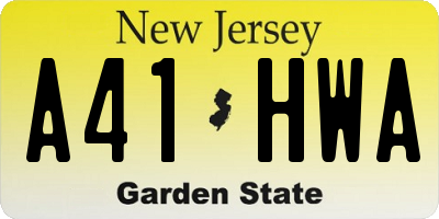 NJ license plate A41HWA