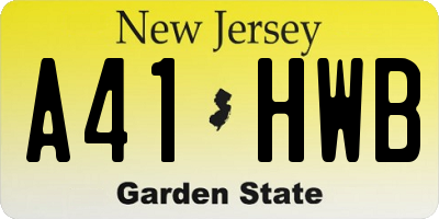 NJ license plate A41HWB