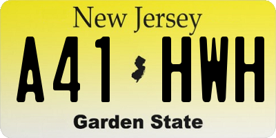 NJ license plate A41HWH