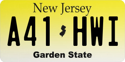 NJ license plate A41HWI
