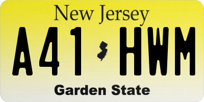 NJ license plate A41HWM