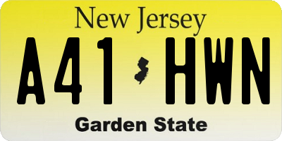 NJ license plate A41HWN