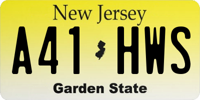 NJ license plate A41HWS