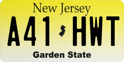 NJ license plate A41HWT