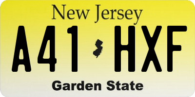 NJ license plate A41HXF
