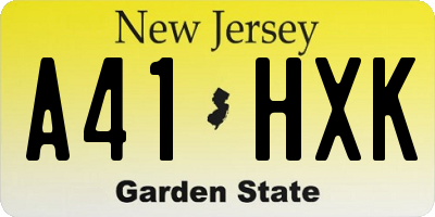 NJ license plate A41HXK
