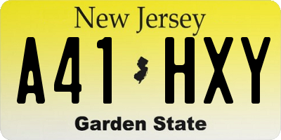 NJ license plate A41HXY