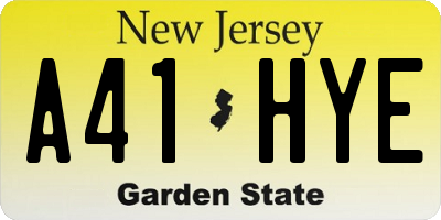 NJ license plate A41HYE