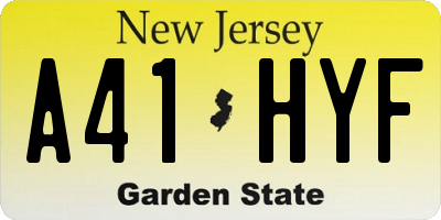 NJ license plate A41HYF