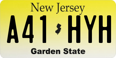 NJ license plate A41HYH