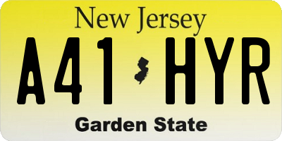 NJ license plate A41HYR