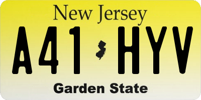NJ license plate A41HYV