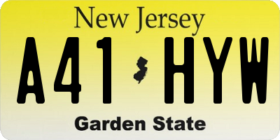 NJ license plate A41HYW