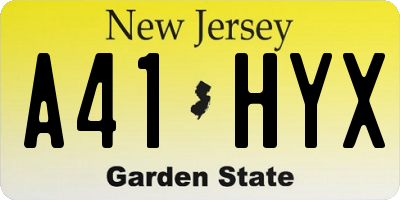 NJ license plate A41HYX
