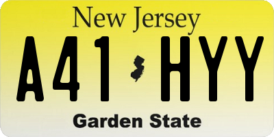 NJ license plate A41HYY