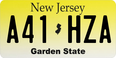 NJ license plate A41HZA