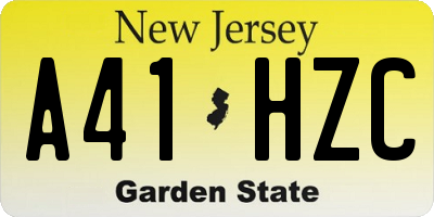 NJ license plate A41HZC