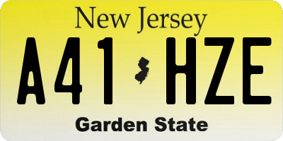 NJ license plate A41HZE