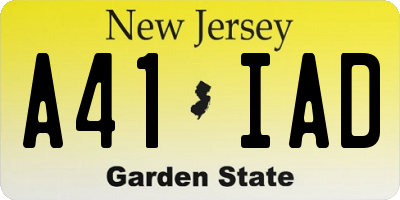 NJ license plate A41IAD