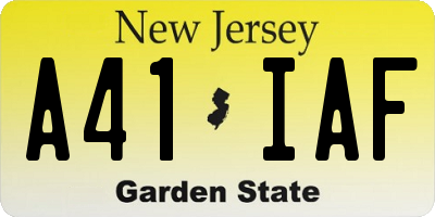 NJ license plate A41IAF