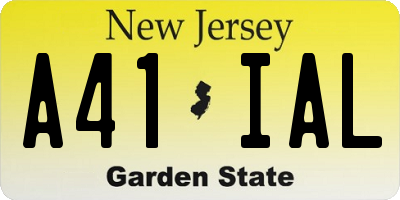 NJ license plate A41IAL