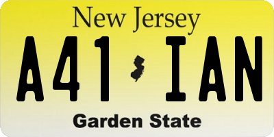 NJ license plate A41IAN
