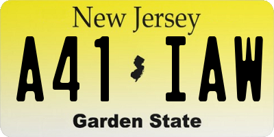 NJ license plate A41IAW