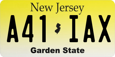 NJ license plate A41IAX