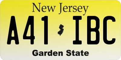 NJ license plate A41IBC
