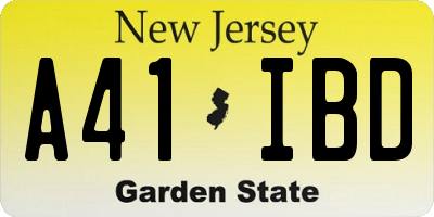 NJ license plate A41IBD