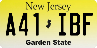 NJ license plate A41IBF