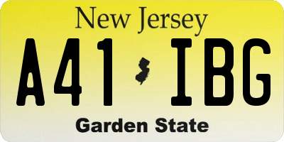 NJ license plate A41IBG