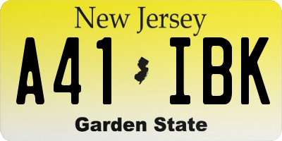 NJ license plate A41IBK