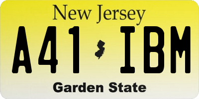NJ license plate A41IBM