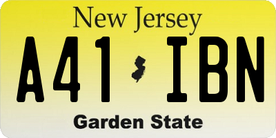 NJ license plate A41IBN