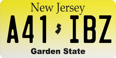 NJ license plate A41IBZ