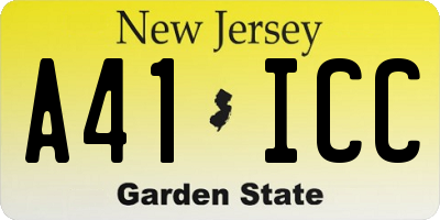 NJ license plate A41ICC