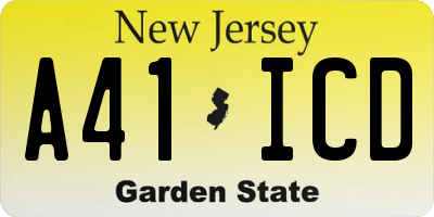NJ license plate A41ICD