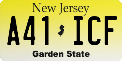 NJ license plate A41ICF