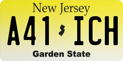 NJ license plate A41ICH