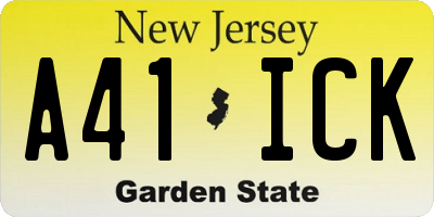 NJ license plate A41ICK
