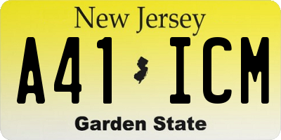 NJ license plate A41ICM
